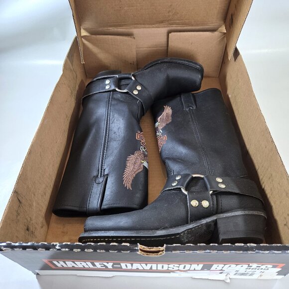 NIB Vintage Harley Davidson Black Leather Harness Boots Size 8.5 - Picture 6 of 6